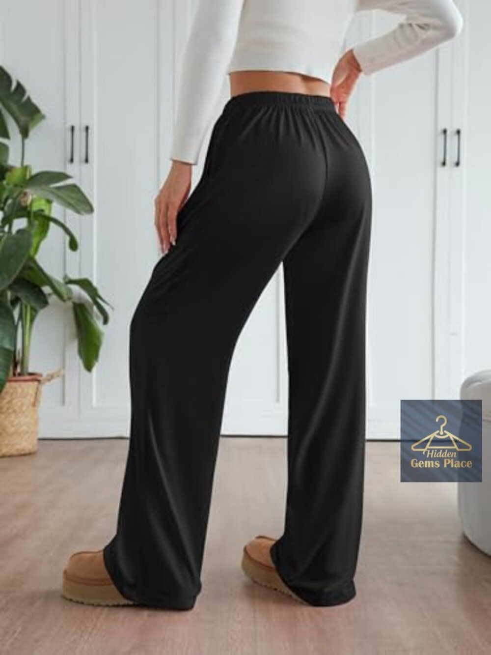 Wide Leg Lounge Pants Low Rise Baggy Pajama Bottoms with Pockets Y2K 22/30 - Picture 3 of 7